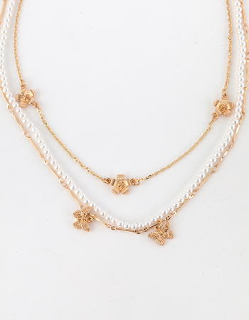 FULL TILT Layered Pearl/Flower Necklace