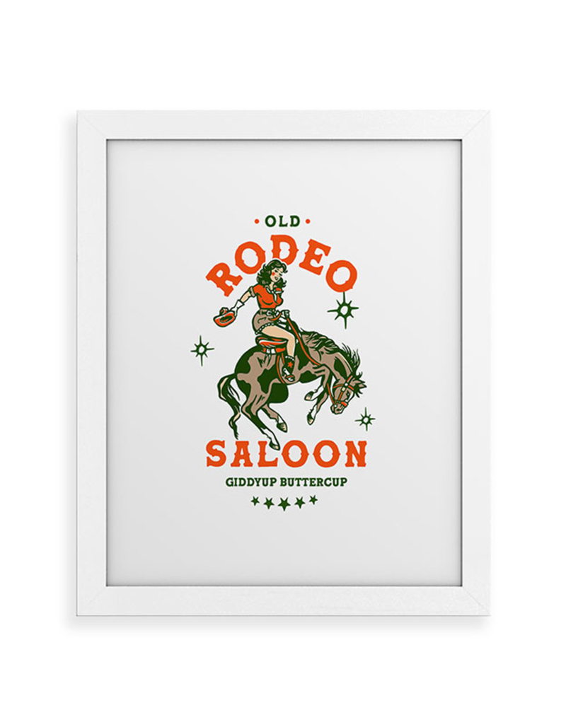 DENY DESIGNS The Whiskey Ginger Old Rodeo Saloon Giddy Up Buttercup 18" x 24" Framed Art Print image number 0