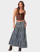 EDIKTED Countryside Tiered Washed Denim Maxi Skirt image number 5