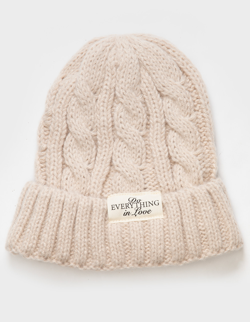 DO EVERYTHING IN LOVE Cable Knit Womens Cuffed Beanie image number 0