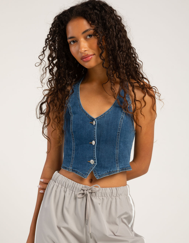 RSQ Womens Denim Halter Top image number 1