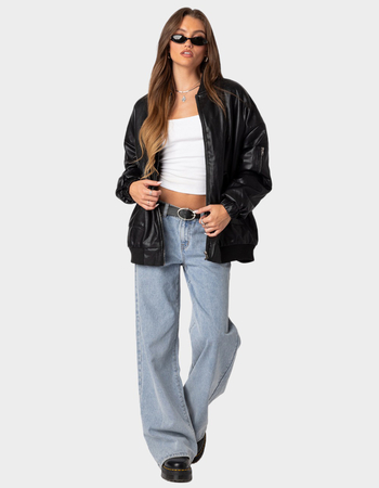EDIKTED Oversized Faux Leather Womens Jacket Alternative Image