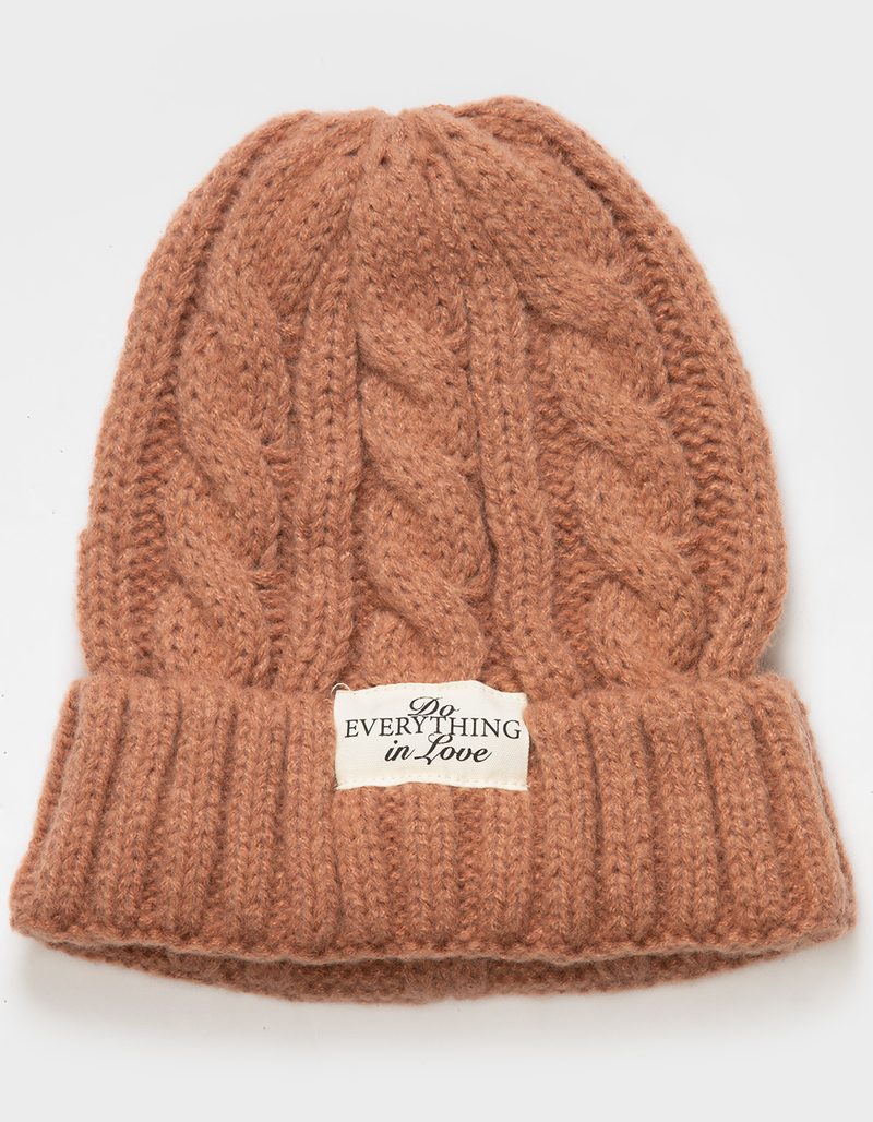 DO EVERYTHING IN LOVE Cable Knit Womens Cuffed Beanie image number 0