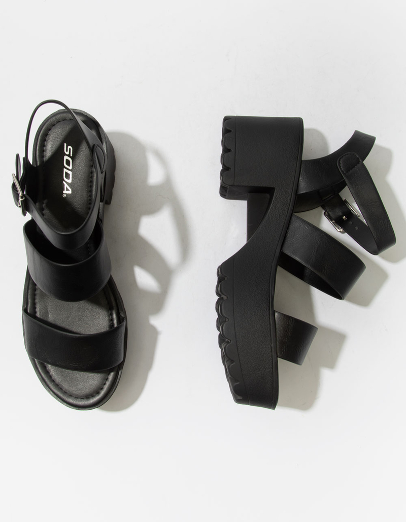SODA Lug Sole Ankle Strap Womens Platform Sandals image number 4