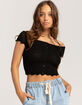 FULL TILT Open Knit Button Front Womens Sweater image number 1