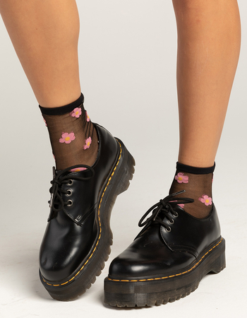 MEMOI Daises Womens Sheer Crew Socks