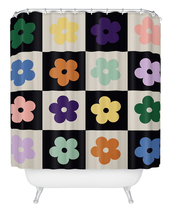 DENY DESIGNS MariaMaria Creative Bloom Checkered Shower Curtain