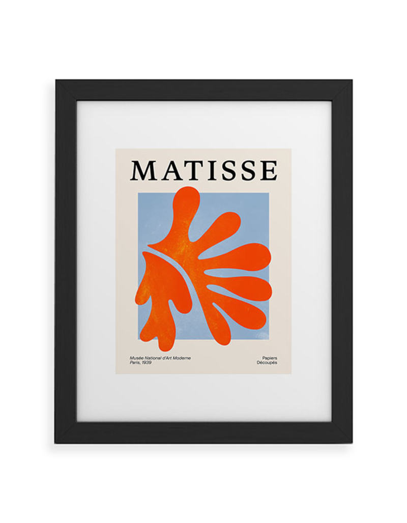 DENY DESIGNS Ayeyokp Red Coral Leaf Matisse Paper Cut Outs II 11" x 14" Framed Art Print image number 0
