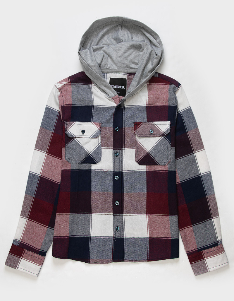 RSQ Boys Plaid Hooded Flannel image number 0