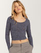 RSQ Womens Seamless Textured Lace Scoop Neck Long Sleeve Tee image number 2