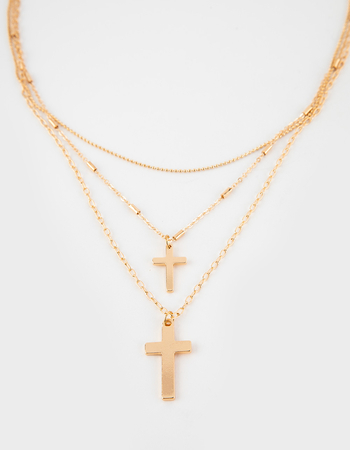 RSQ Layered Dainty Cross Necklace