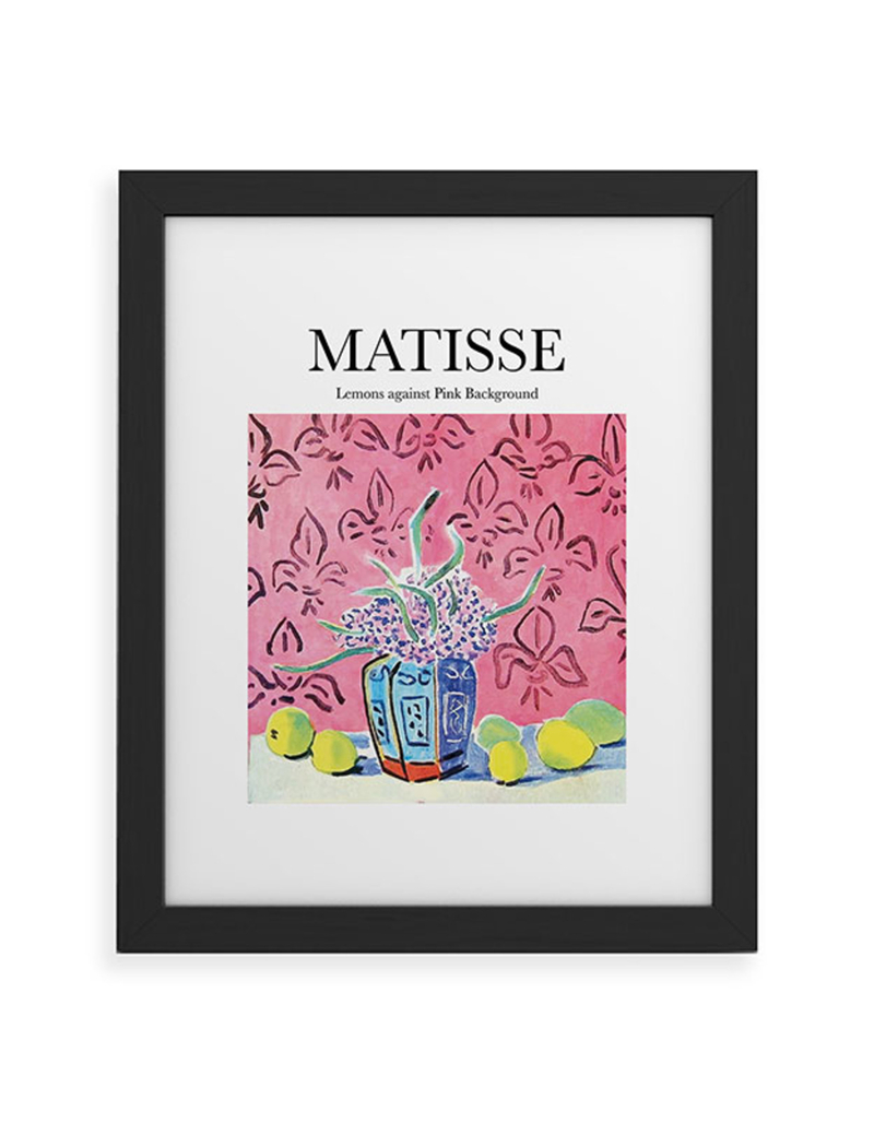 DENY DESIGNS Artily Matisse Lemons Against Pink Background 18" x 24" Framed Art Print image number 0