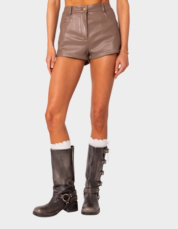 EDIKTED Martine High Rise Faux Leather Shorts Primary Image
