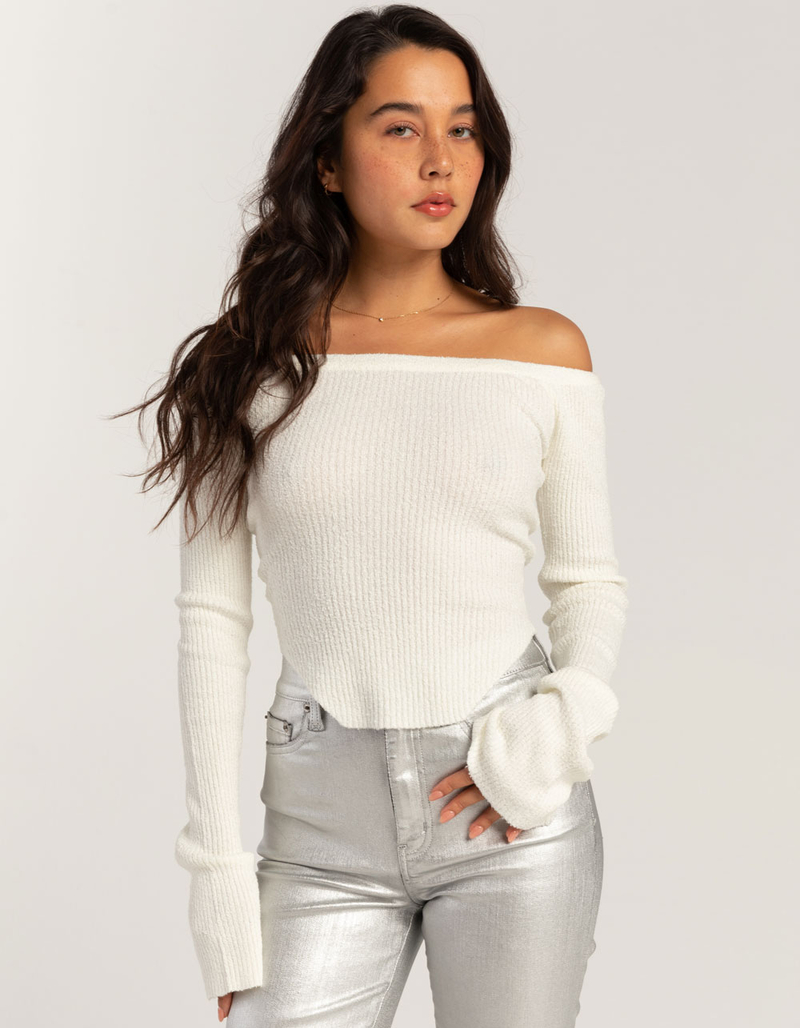 COTTON CANDY LA Off The Shoulder Womens Sweater image number 0