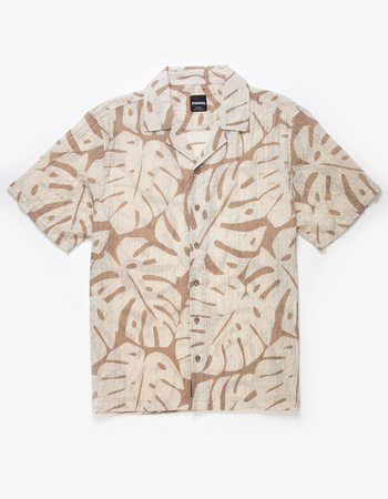 RSQ Mens Texture Leaf Camp Shirt Primary Image
