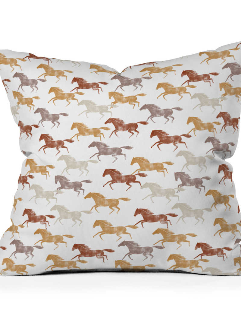 DENY DESIGNS Little Arrow Design Co Wild Horses Orange 16"x16" Pillow image number 0