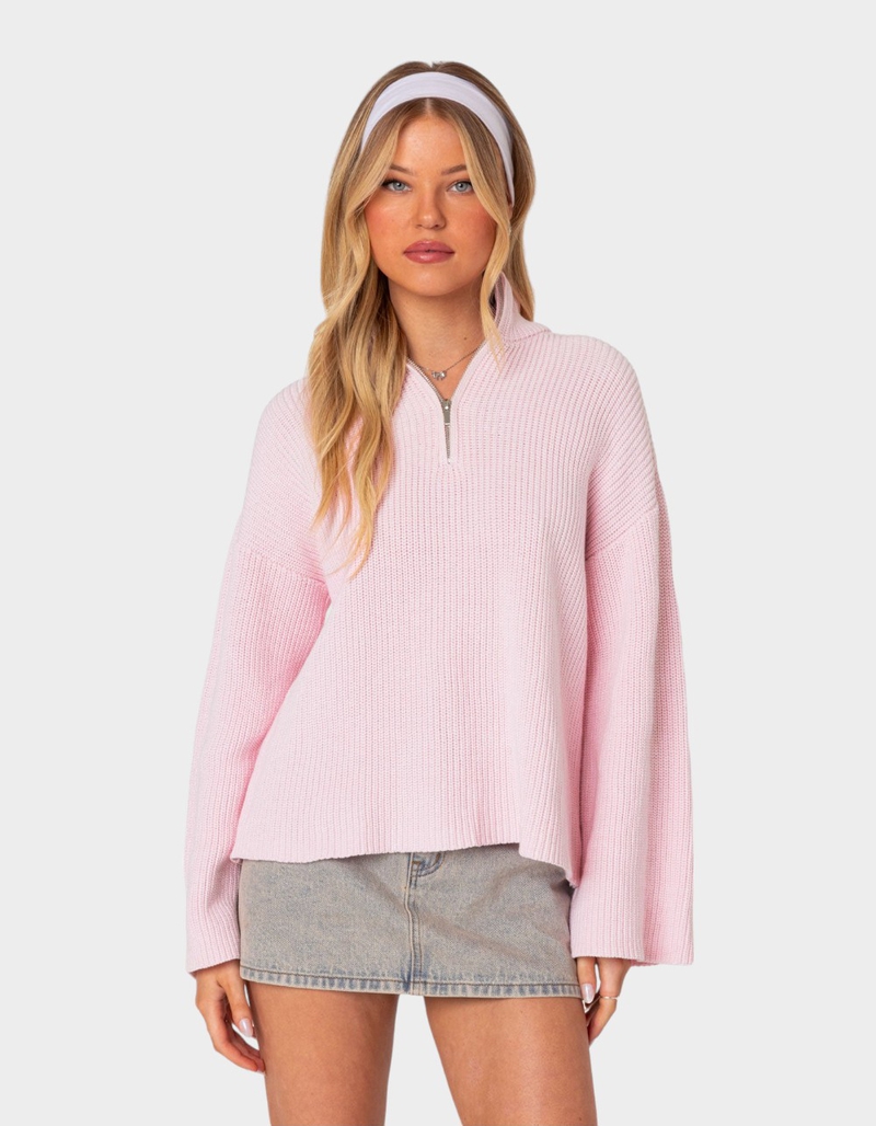 EDIKTED Amour High Neck Oversized Zip Sweater image number 0
