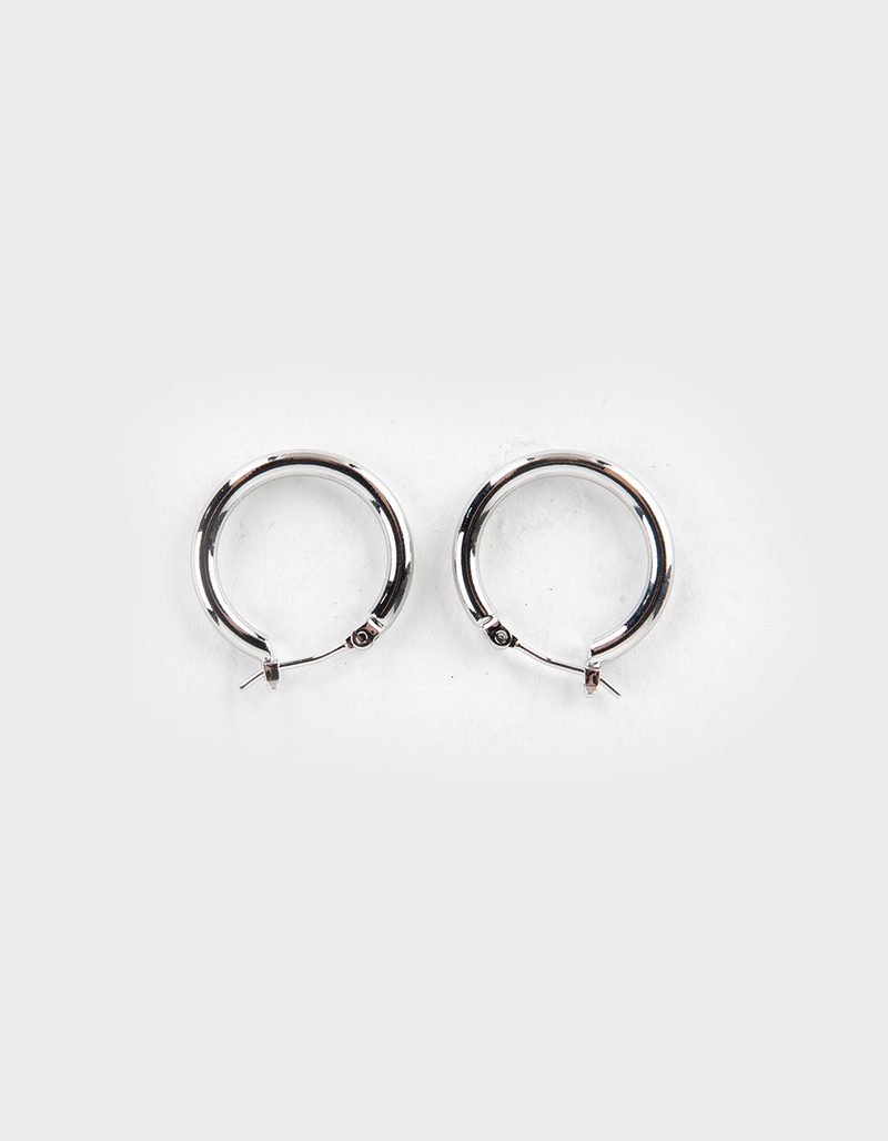 DO EVERYTHING IN LOVE White Gold Dipped Pin Catch Hoop Earrings image number 1