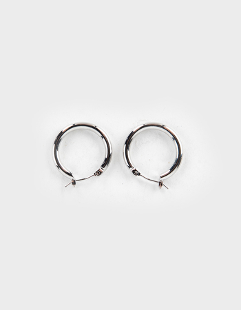 DO EVERYTHING IN LOVE White Gold Dipped Pin Catch Hoop Earrings