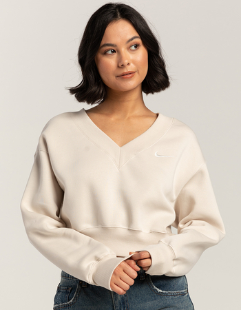 NIKE Sportswear Phoenix Fleece Womens Cropped V-Neck Sweatshirt Primary Image