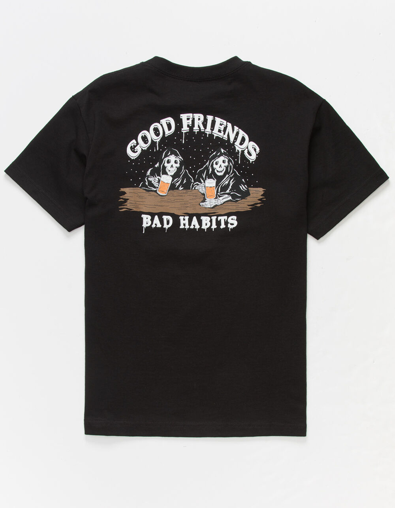 FRESH VIBES Good Friends White Mens Black T-Shirt image number 0