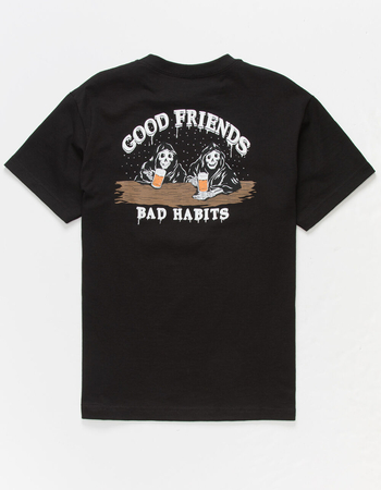 FRESH VIBES Good Friends White Mens Black T-Shirt