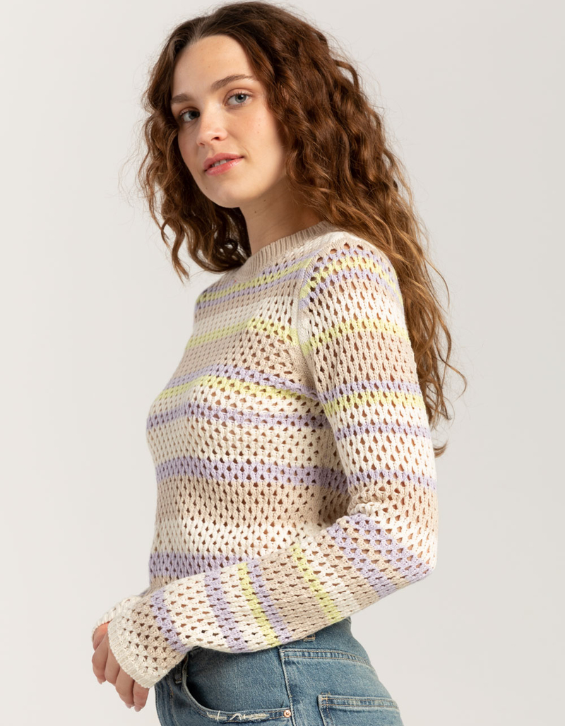 FULL TILT Open Weave Color Block Womens Sweater image number 2