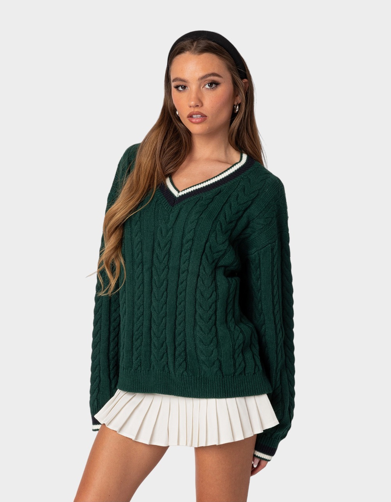 EDIKTED Amoret Cable Knit Womens Sweater image number 3