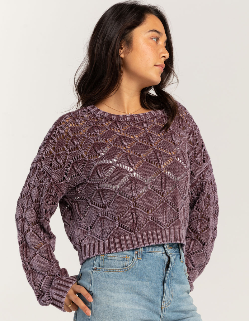 FULL TILT Womens Open Weave Washed Pullover Sweater image number 2