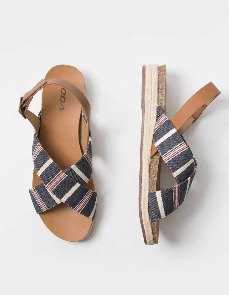 SODA Stripe Criss Cross Womens Sandals image number 4