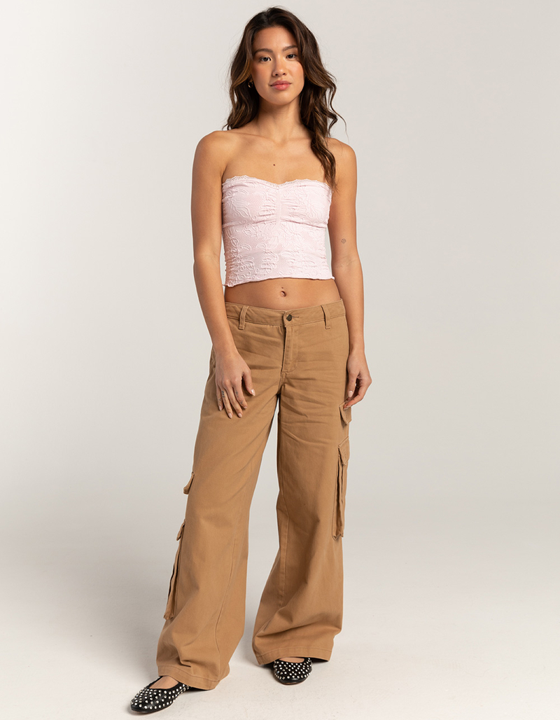 RSQ Womens Mid Rise Wide Leg Twill Cargo Pants image number 0