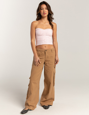 RSQ Womens Mid Rise Wide Leg Twill Cargo Pants Primary Image
