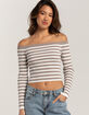 RSQ Womens Stripe Off The Shoulder Long Sleeve Top image number 2