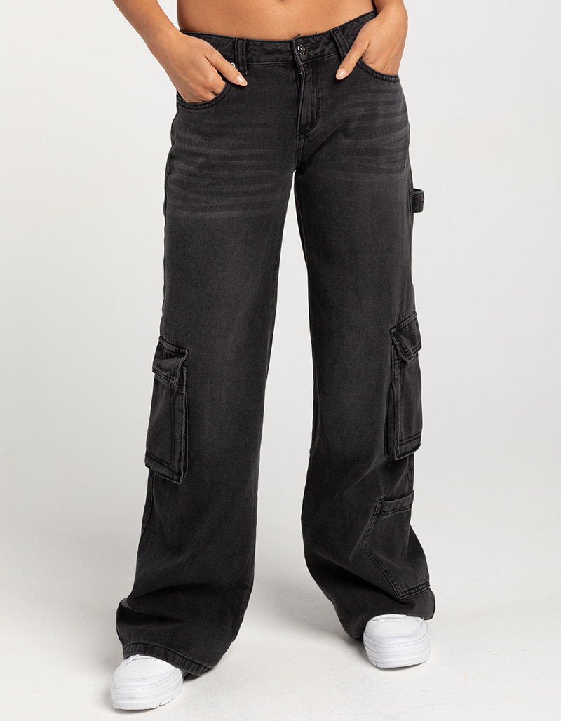 GEMMA RAE Low Rise Wide Leg Womens Cargo Pants image number 1