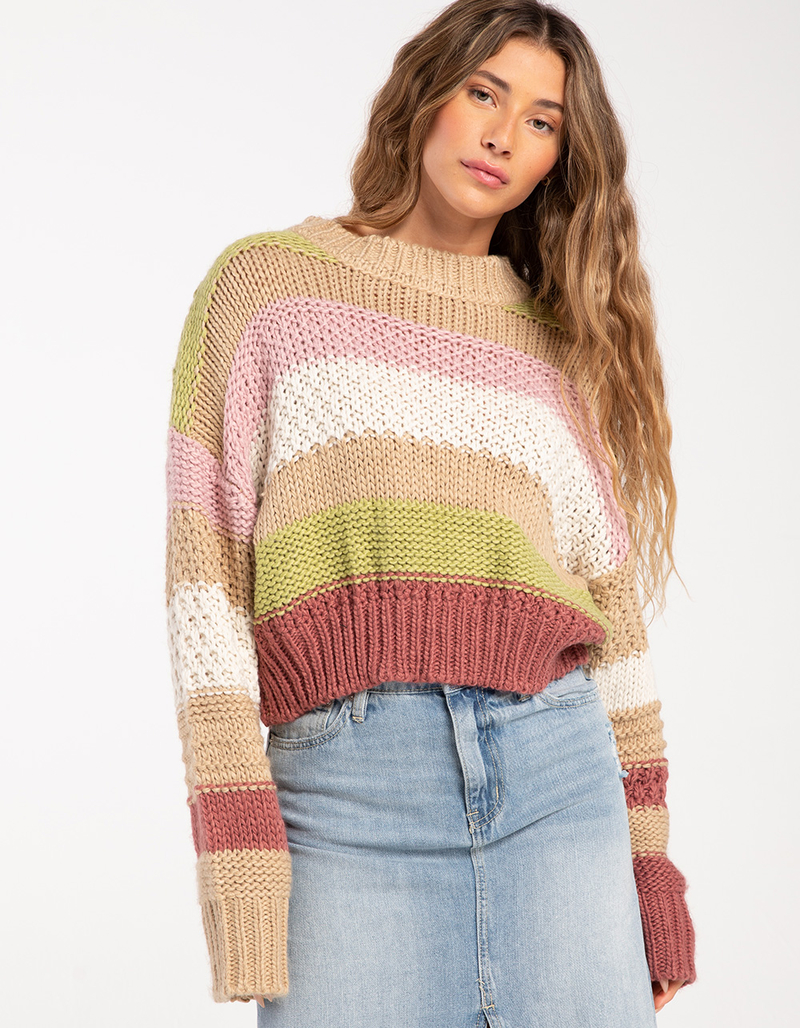 FULL TILT Mix Stitch Stripe Womens Sweater image number 1