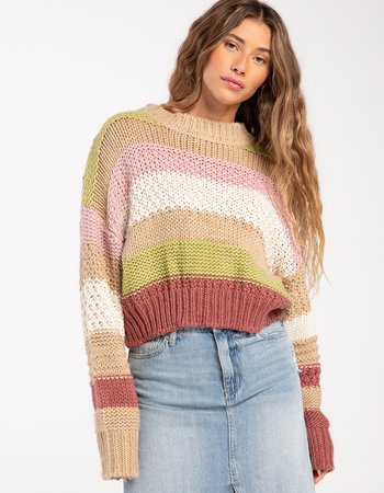 FULL TILT Mix Stitch Stripe Womens Sweater Alternative Image