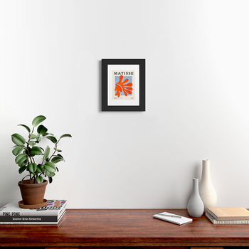 DENY DESIGNS Ayeyokp Red Coral Leaf Matisse Paper Cut Outs II 11" x 14" Framed Art Print