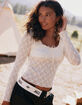 FULL TILT Lace Cinch Womens Long Sleeve Top image number 1