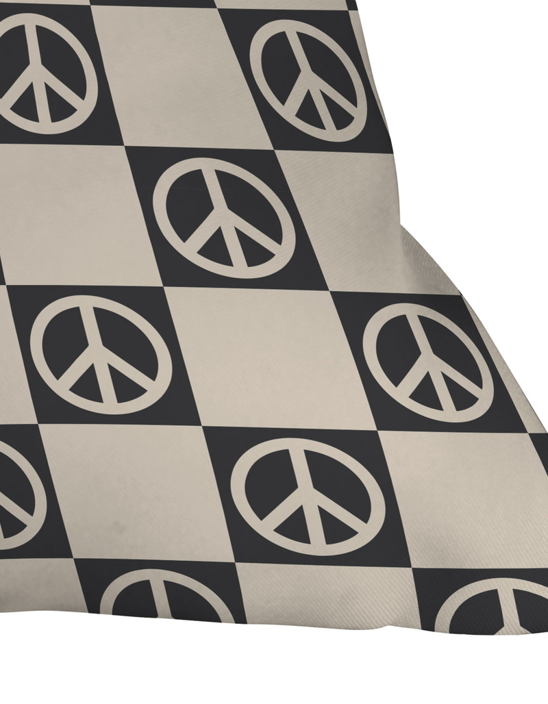 DENY DESIGNS Camila Checkered Peace Sign 16" x 16" Pillow image number 1