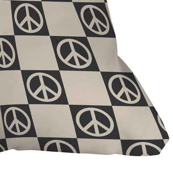 DENY DESIGNS Camila Checkered Peace Sign 16" x 16" Pillow