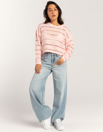 RSQ Womens Open Stitch Cropped Sweater