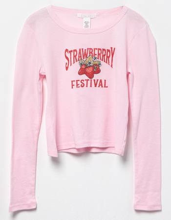 FULL TILT Strawberry Festival Girls Long Sleeve Baby Tee Alternative Image