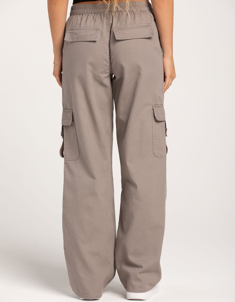 RSQ Womens Mid Rise Cargo Tape Pocket Twill Pants image number 3