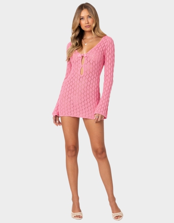 EDIKTED Brie Cut Out Crochet Mini Dress Primary Image
