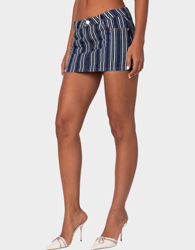 EDIKTED Inez Striped Denim Mini Skirt image number 3