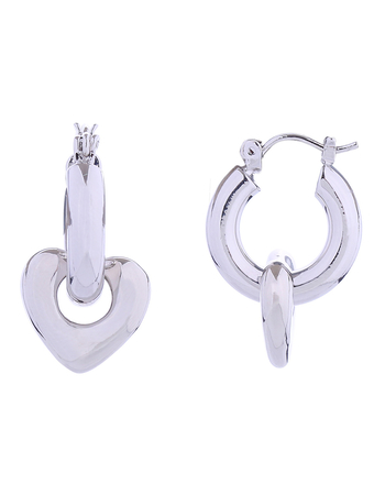 DO EVERYTHING IN LOVE 14K White Gold Dipped Link Heart Pin Catch Earrings