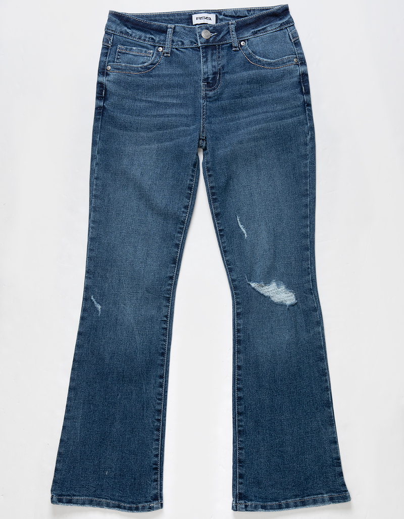 RSQ Girls Mid Rise Flap Pocket Flare Jeans image number 0