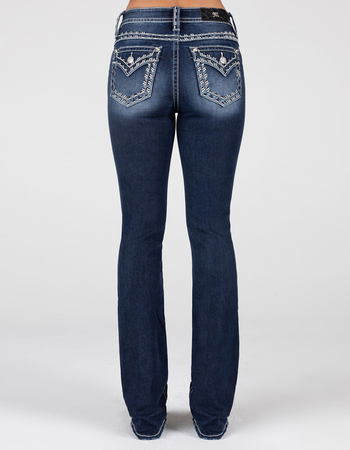 MISS ME Metallic Border Stitch Womens Bootcut Jeans