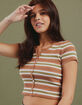 FIVESTAR GENERAL CO. Stripe Button Knit Womens Top image number 1