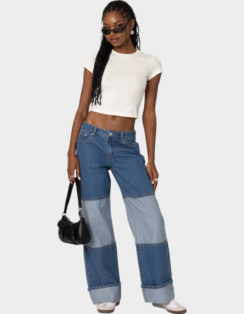 EDIKTED Lindsey Two Tone Cuffed Jeans image number 1